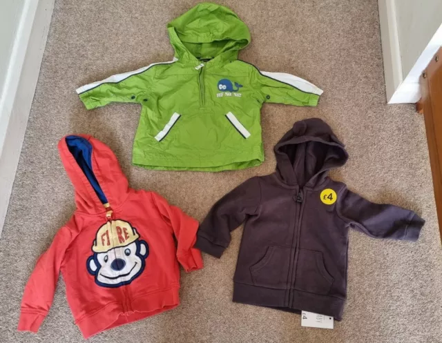Baby Boys age 3-6 months clothes bundle 2 hoodies 1 bnwt, raincoat, M&S Next