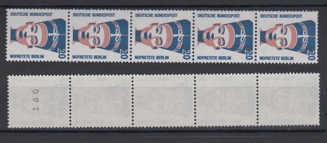 Bund 1398 RM 5er Streifen mit gerade Nummer SWK 20 Pf postfrisch