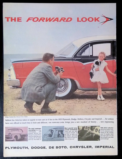 Print Ad 1950's Dodge Custom Royal Lancer Sedan Family Photo Beach Dad Camera