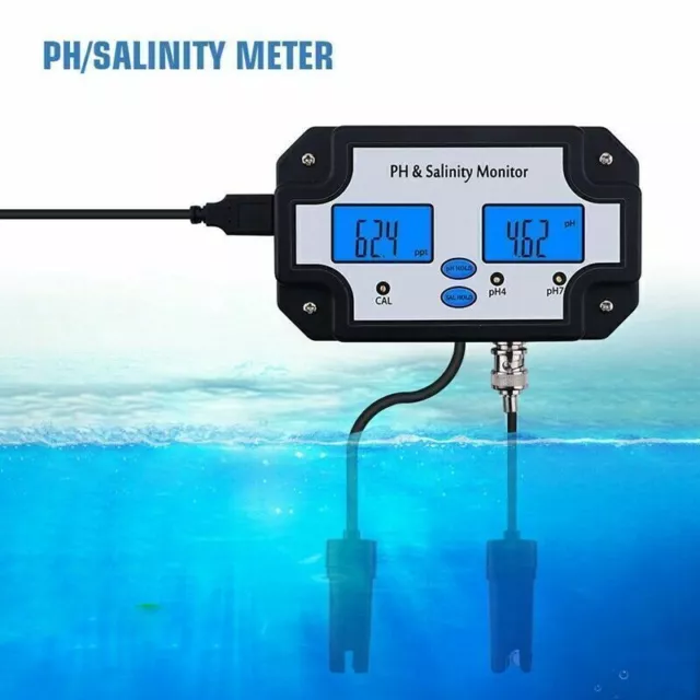 PH Salinity Monitor LCD Water Quality Tester Meter For Swimming Pool Aquarium