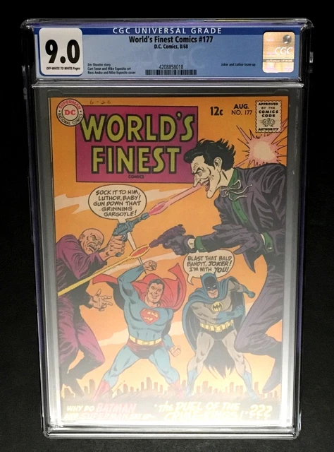 World's Finest Comics #177 Cgc 9.0 Joker Vs. Lex Luthor Cover Batman Dc 1968 Dcu