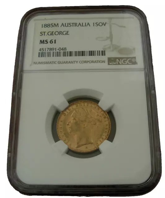 Australia 1885M Gold 1 Sovereign NGC MS61 Victoria St. George Melbourne Mint