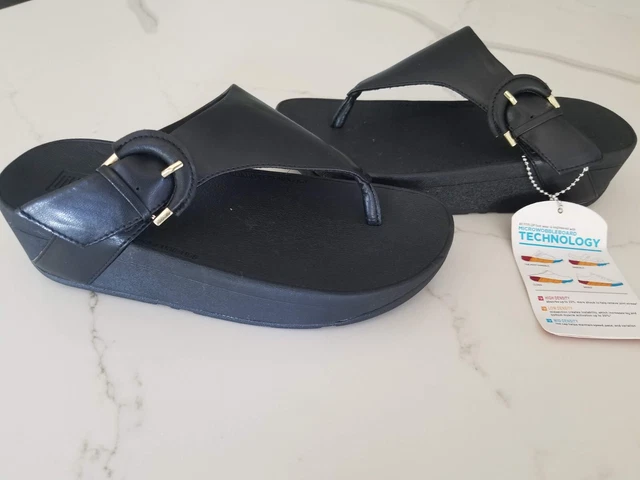 Fitflop Woman's Black Sandle With Black Sole Adjustable Buckle US Size 5 New