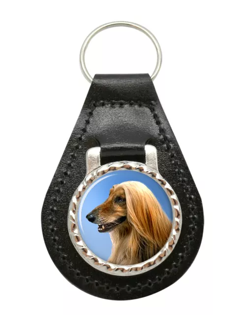 Afghan Hound Leather Key Fob