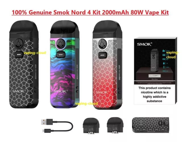 100% Genuine Smok NORD 4 80W Kit 2000mAh Vape Kit 2ml Fast & Free Dispatch UK