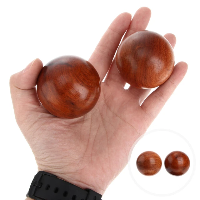 2 Pcs Wooden Massage Handball Baoding Balls Workout Exercise