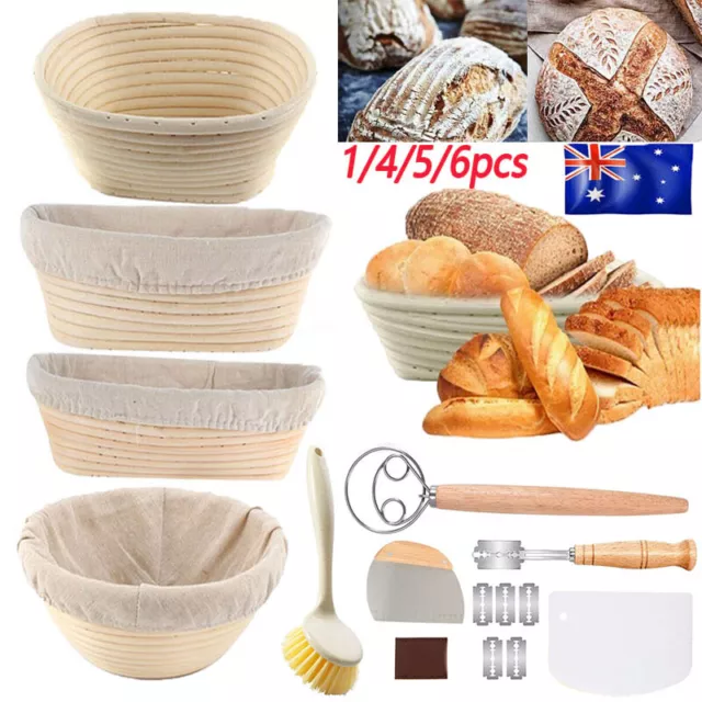 1-6pc Oval Banneton Bread Proofing Proving Basket Storage Hamper Trays DIY Tool