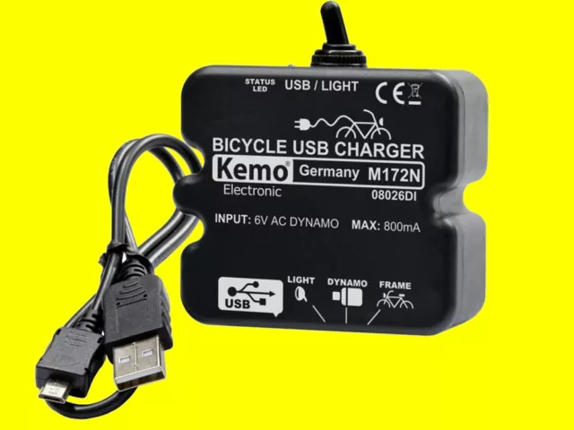 KEMO M172N Fahrrad LADEREGLER 5 V USB-Micro+A Naben/Dynamo-Ladegerät Smartphone