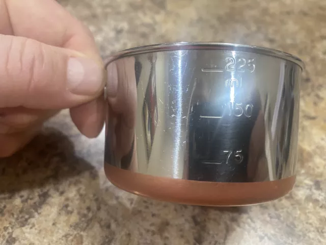 Revere Ware 75-225ml Copper Bottom Stainless Steel Measuring Cup Sauce Pan 3