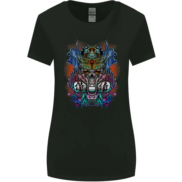 Maglietta Samurai Skulls Giappone Giappone MMA Donna Taglio Più Largo