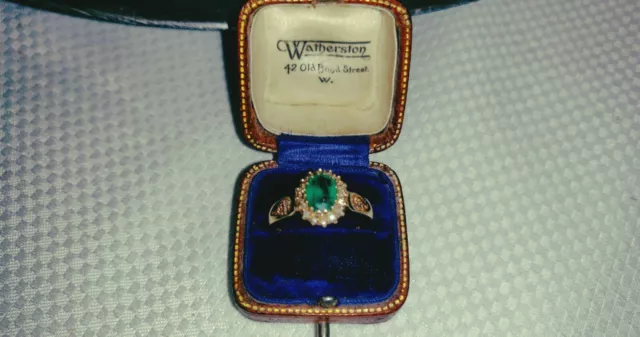 9ct Gold Emerald And Diamond Ring Size N to O