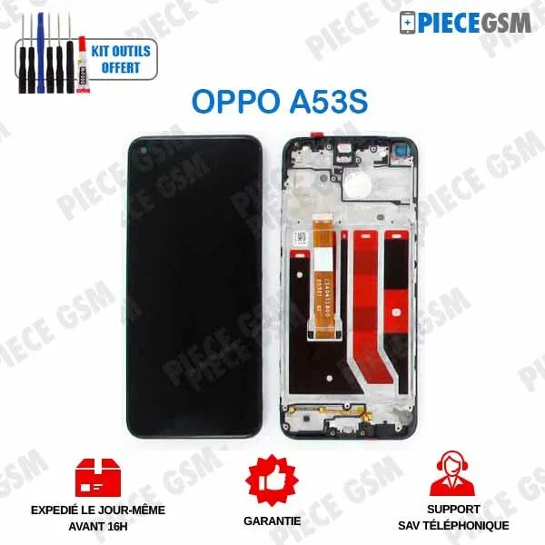 ECRAN LCD + VITRE TACTILE + FRAME pour OPPO A53S + outils + colle B7000