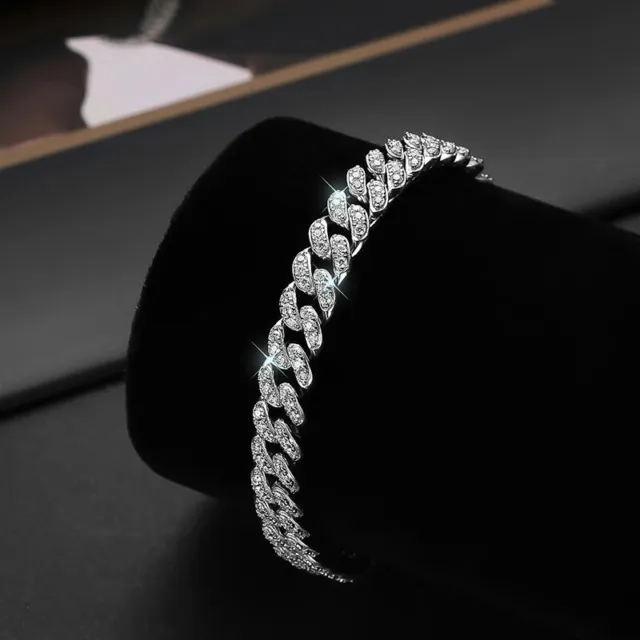 3.1ct Diamond Cuban White Gold Bracelet Lab-Created Engagement Jewellery