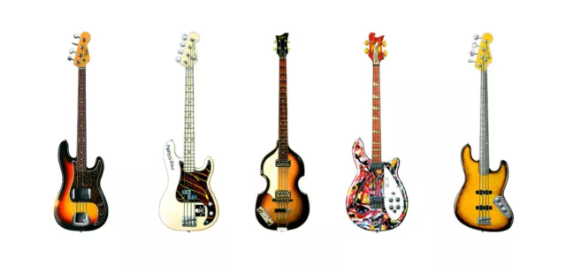 Bass Guitars Greeting Card, DL size