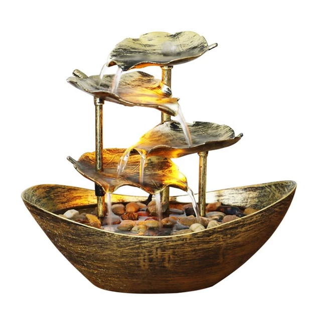 Relaxation Indoor Waterfall Fountain Tabletop Water Fountain LED Light for  E9P4