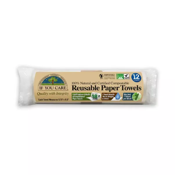 If You Care Réutilisable Papier Serviettes - 100% Naturel & Compostable Coton -