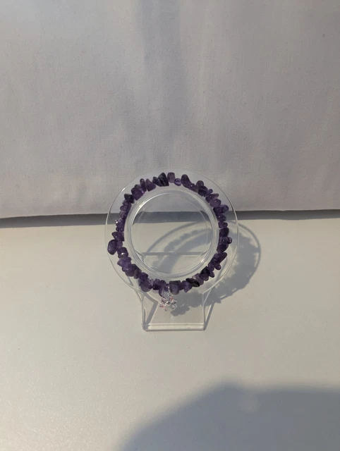 Amethyst Chip Bracelet With Flower Charm