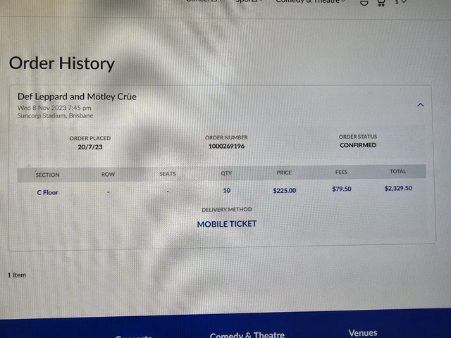 Def Leppard Motley Crue Tickets X 2 Premium Floor C