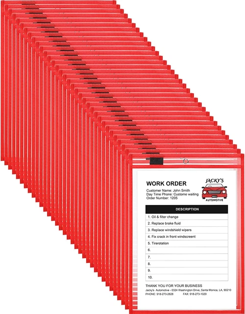 50 Pieces Dry Erase Pockets Reusable Plastic Sleeves Shop Holder Order Pockets C