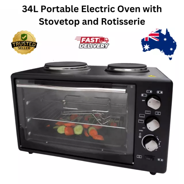 Portable Electric Oven with Hot Plates, Kitchen Countertop Oven Cooking Tool 34L