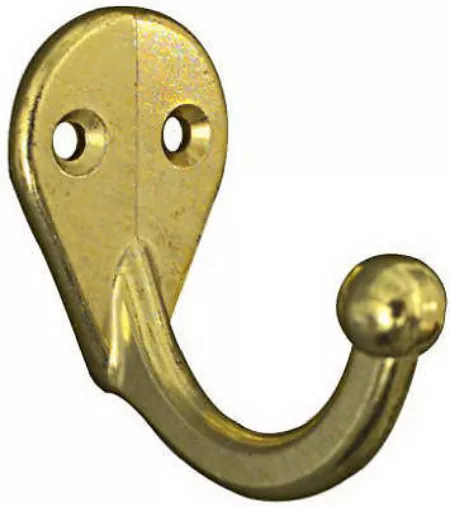 Stanley/National Hardware Single Coat Hats Clothes Hook Bright Brass - 4PK