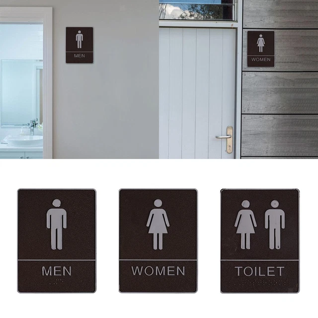 Cartello Bagno Unisex Acrilico 30x10 Cm | Segnaletica Con Frecce Per Uffici E Ristoranti