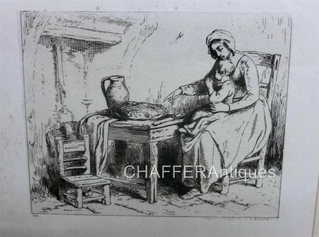 Original Victorian Engraving -Charles-Émile Jacque BARBIZON School c1880 ,