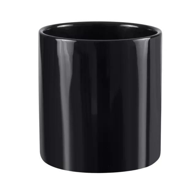 Blumentopf Übertopf Keramik schwarz Zylinder rund glasiert Höhe 14 cm Kakteen