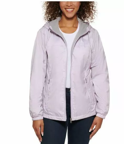 Calvin Klein Womens Fleece Lined Windbreaker Jacket,Pale Lilac,XX-Large