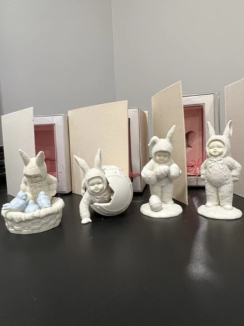 Lot of 4 Vtg Snow Bunnies From Dept. 56. All In Original Boxes.