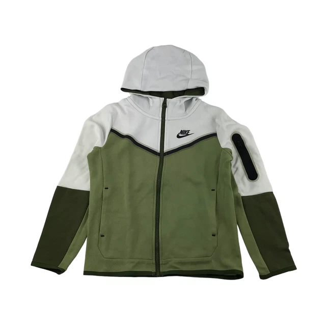 Felpa con cappuccio Nike età 9 cerniera completa verde e bianca