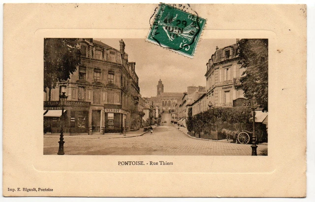 PONTOISE - Val d' Oise - CPA 95 - la rue Thiers - Pharmacie