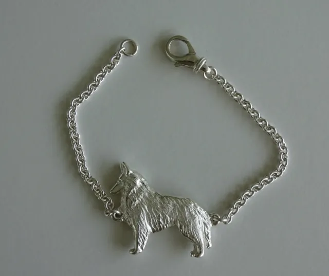 Large Sterling Silver Belgian Tervuren/Belgian Sheepdog Standing Study Bracelet
