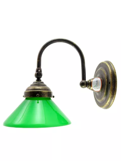 Applique ottone brunito,lampada parete illuminazione con vetro ministeriale ac14
