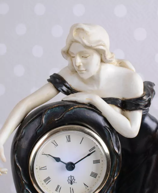 Horloge Mantel Shabby Chic Figure Féminine Art Nouveau Montre Vintage Nymphe 3