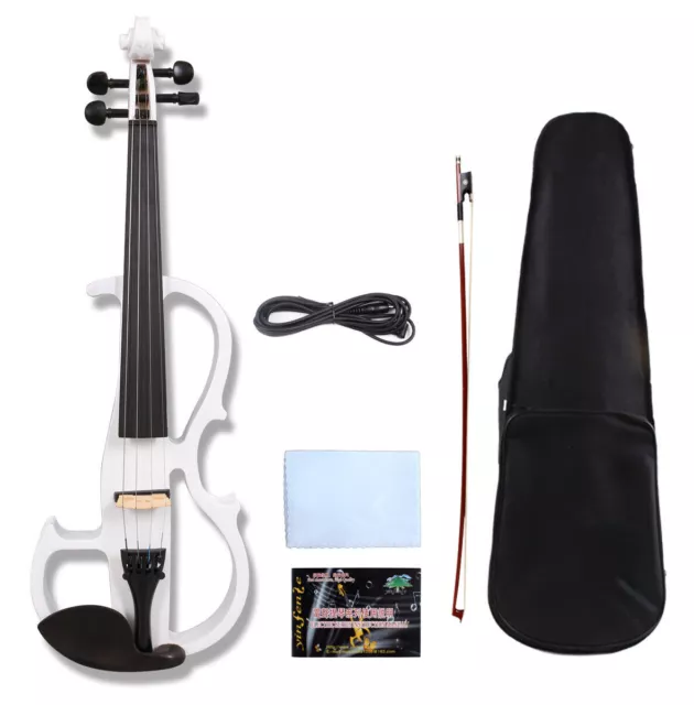 Silent Electric Violin 4 String 4/4 Full Size Practice Violin Solid Wood Case