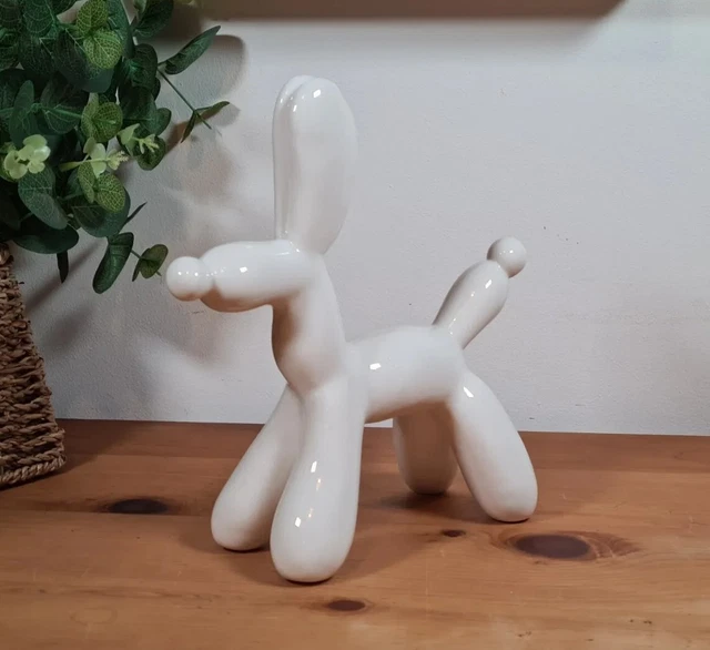Weißer Porzellanballon Hundeornament Pop-Art