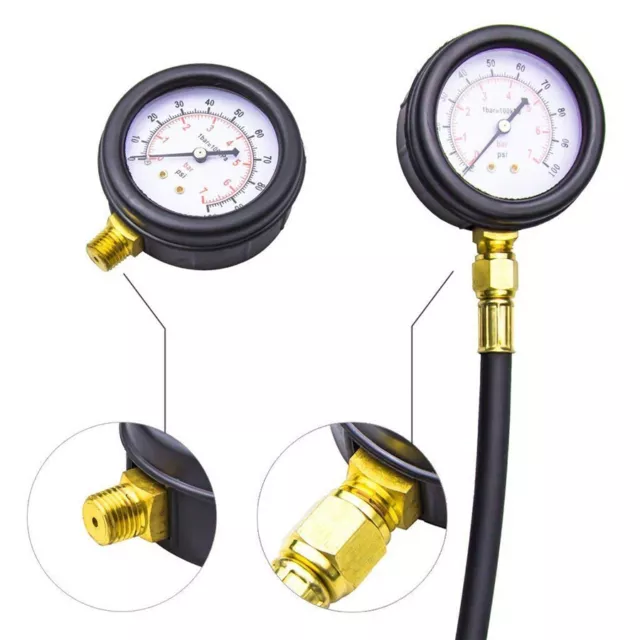 0-100 PSI Fuel Injection Pump Pressure Injector Tester Test Pressure Gauge Kit