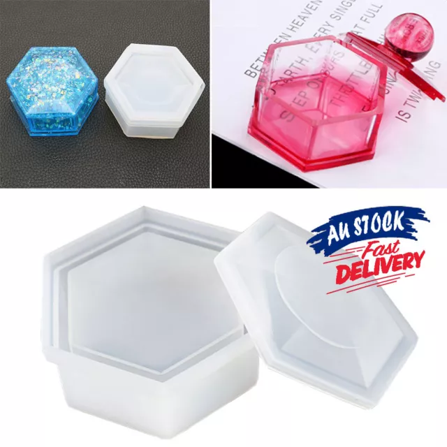 Silicone Hexagon Storage Box Mould Resin Making Mold Casting Craft DIY Jewellery