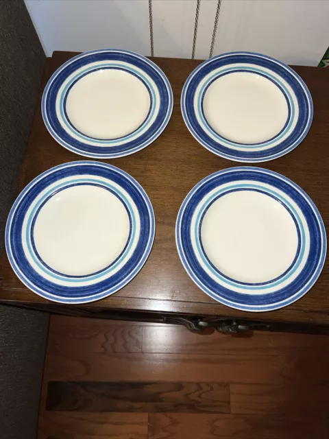 Johnson Bros England Farmhouse Kitchen Blue Stripe Set Of 4 Salad Plates Exc