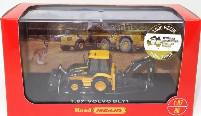 1:87 Volvo Construction Loader Backhoe - New Diecast In Display Case