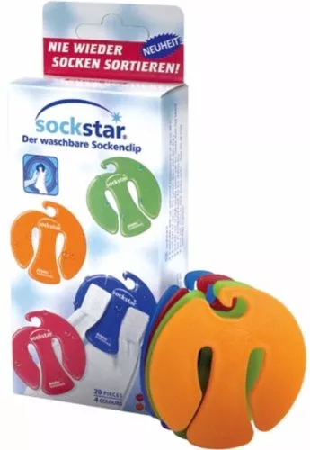 SOCKSTAR SOCKENKLAMMERN SOCKENCLIPS BasicLine  20er-Pack je 5 in 4 Farben