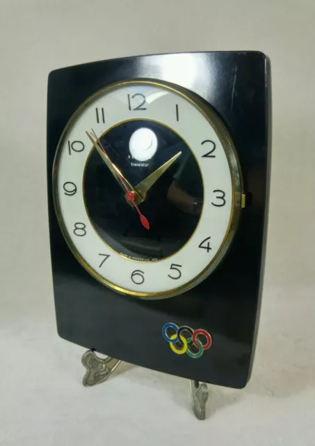 Ancienne pendule murale VEDETTE TRANSISTOR Jeux Olympiques Grenoble ? 1960's