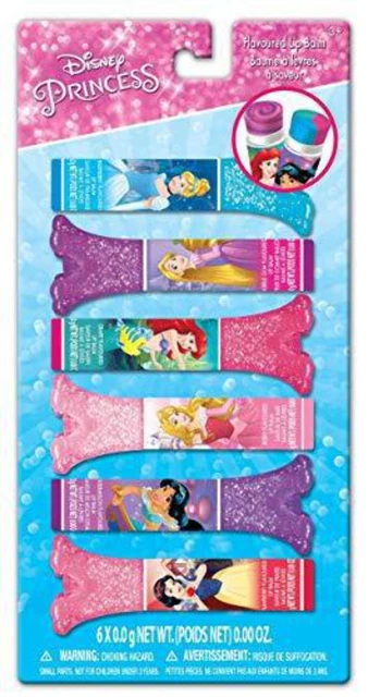 Lip Balm Townley Girl Disney Princess Swirls with Crown Caps, 6 Pcs