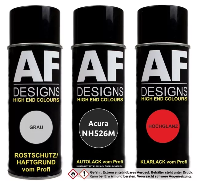 Spraydose Set für Acura NH526M Flint Black Met Autolack Klarlack Grundierung