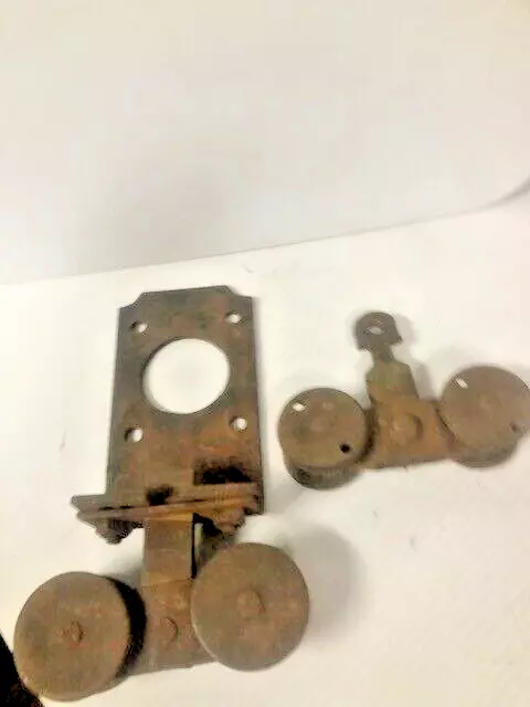 Vintage CAST IRON BARN DOOR ROLLERS Antique Barn Door Hardware *NICE!*--J-46