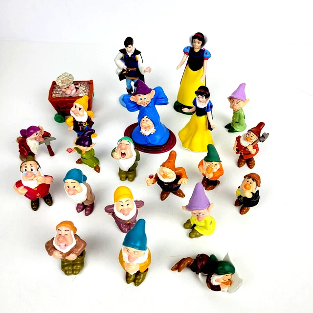 VINTAGE DISNEY SNOW White and Seven Dwarfs PVC Figures Cake Toppers Lot ...