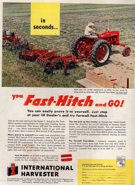 1954 INTERNATIONAL MCCORMICK Farmall Model C Tractor Original Color Ad