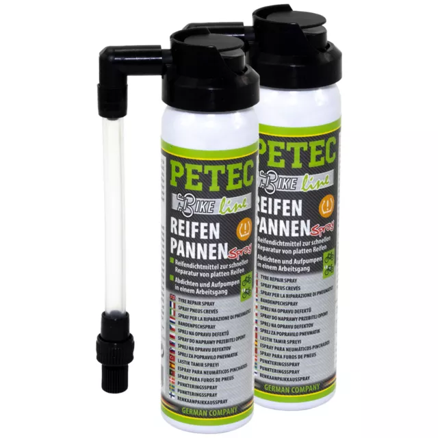PETEC Bikeline Reifenpannenspray Reifendichtmittel E-Bike Fahrrad 2x 75 ml 70575