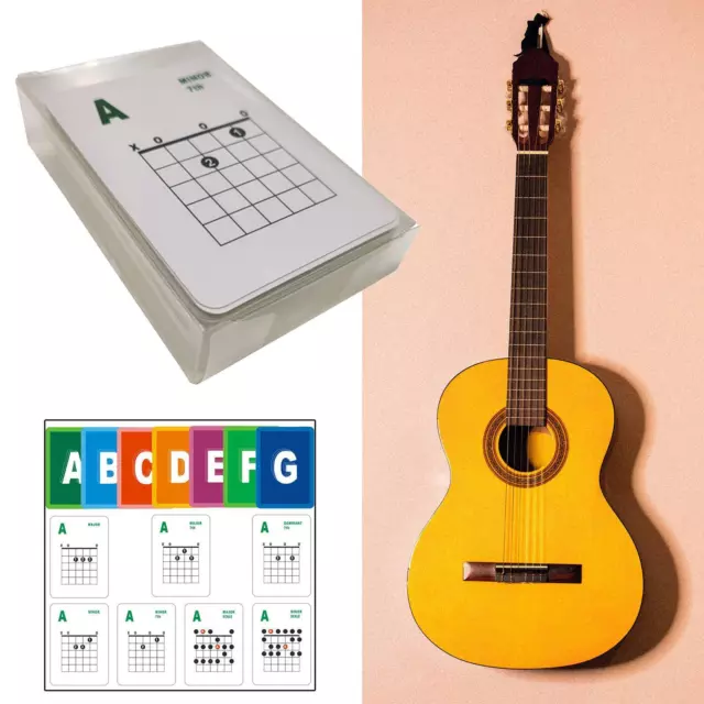 49 pièces Guide de référence des cartes d'accords de guitare A-G pour les